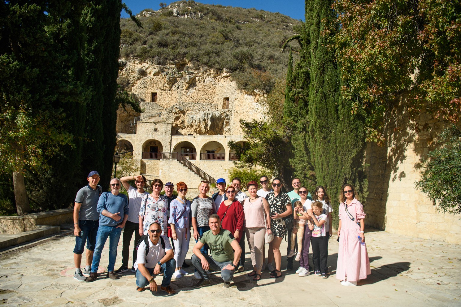 Rotarian group at a monastery